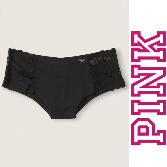 Victoria's Secret PINK | Black Seamless No Show Cheekster Panties | Size Medium - Picture 1 of 13